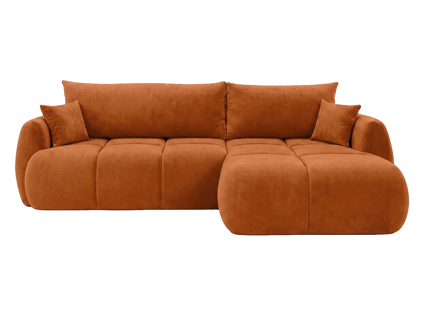 Ecksofa mit Schlaffunktion und Bettkasten, Veloursstoff Bluvel, Zimtfarbe, Rechts, COCO