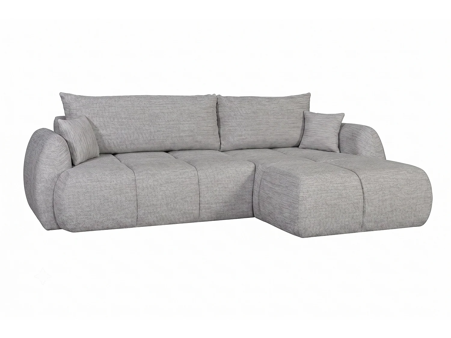 Canapé d’angle avec fonction couchage et coffre de rangement, tissu structuré Verita, Gris, Droite, COCO