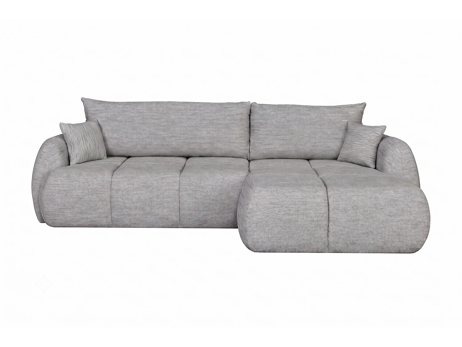 Canapé d’angle avec fonction couchage et coffre de rangement, tissu structuré Verita, Gris, Droite, COCO