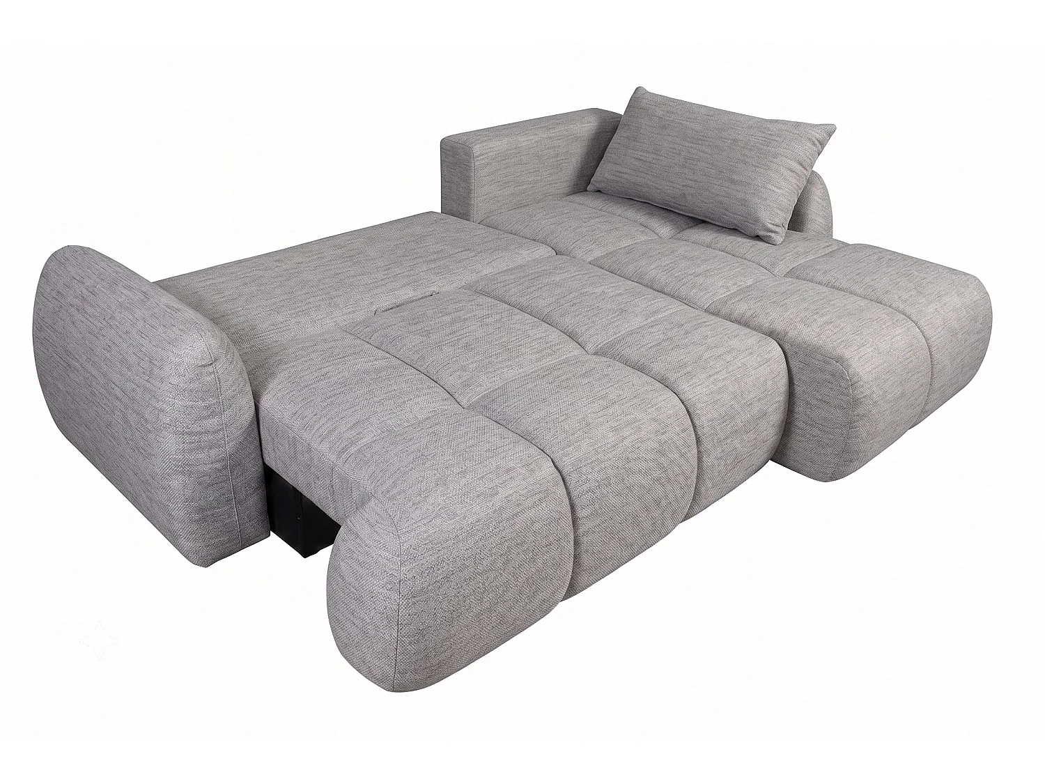Canapé d’angle avec fonction couchage et coffre de rangement, tissu structuré Verita, Gris, Droite, COCO