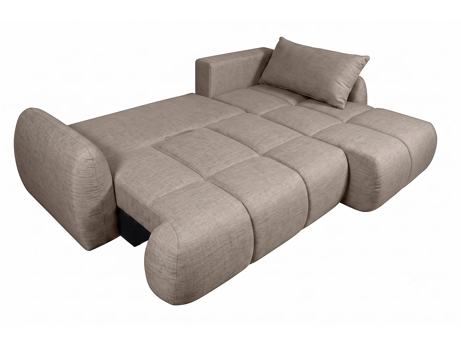 Canapé d’angle avec fonction couchage et coffre de rangement, tissu structuré Verita, Beige chaud, Droite, COCO