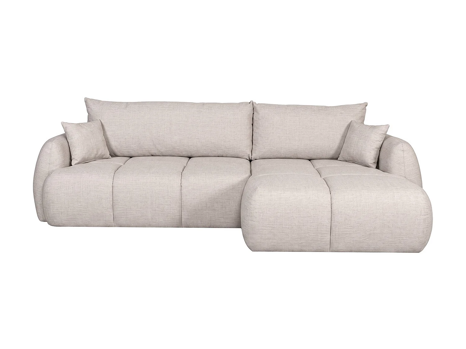 Canapé d’angle avec fonction couchage et coffre de rangement, tissu structuré Verita, Beige, Droite, COCO