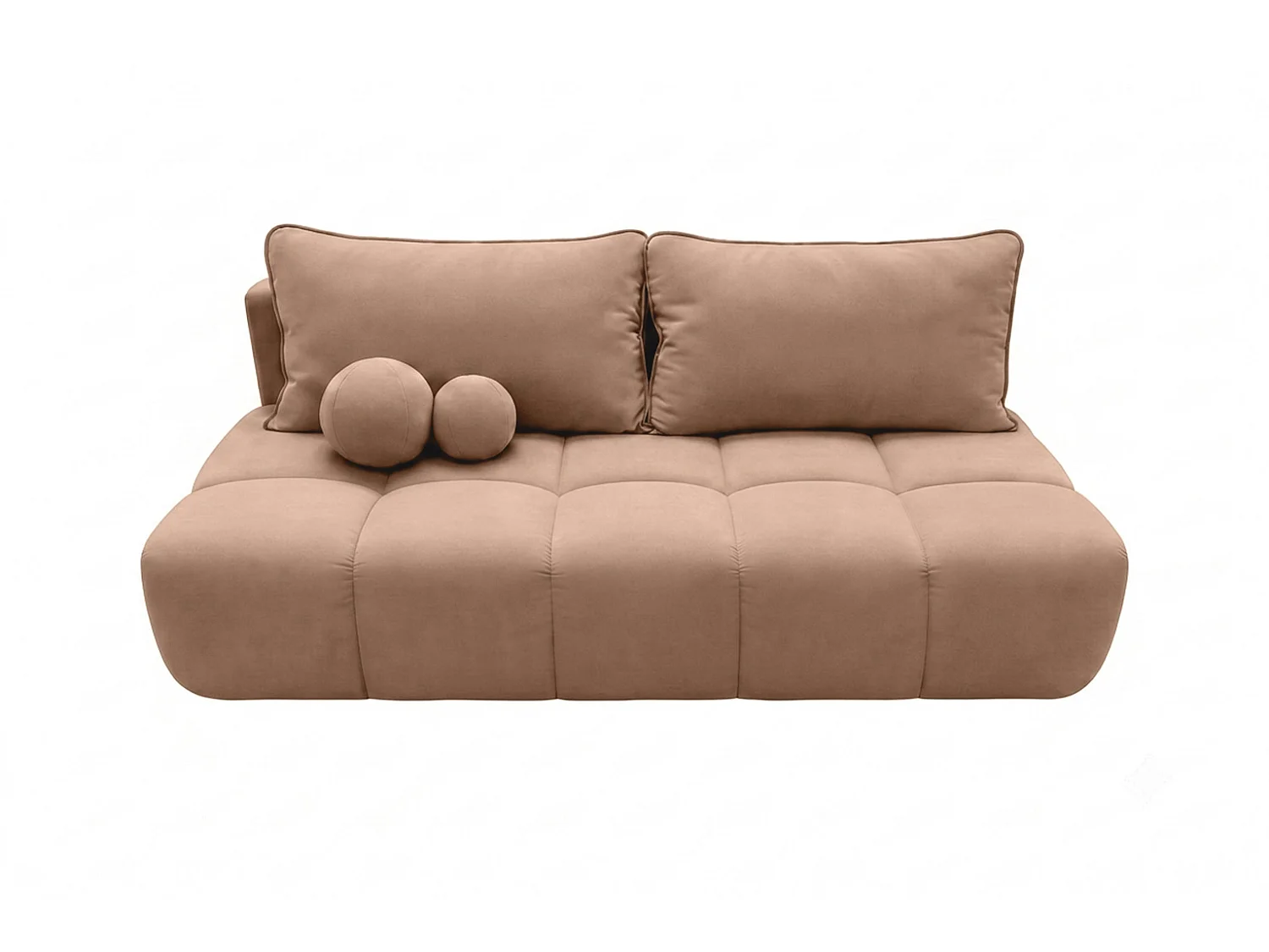 Canapé convertible avec coffre de rangement, tissu velours Bluvel, Latte, COCO
