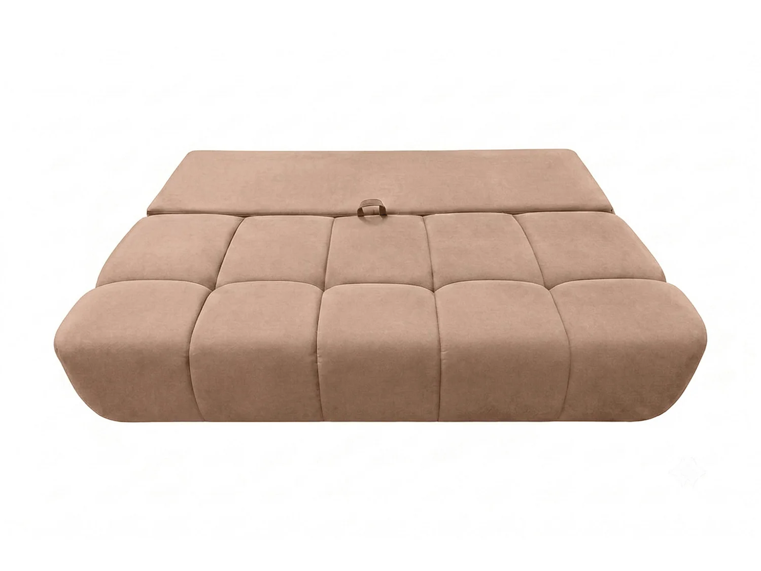 Canapé convertible avec coffre de rangement, tissu velours Bluvel, Latte, COCO