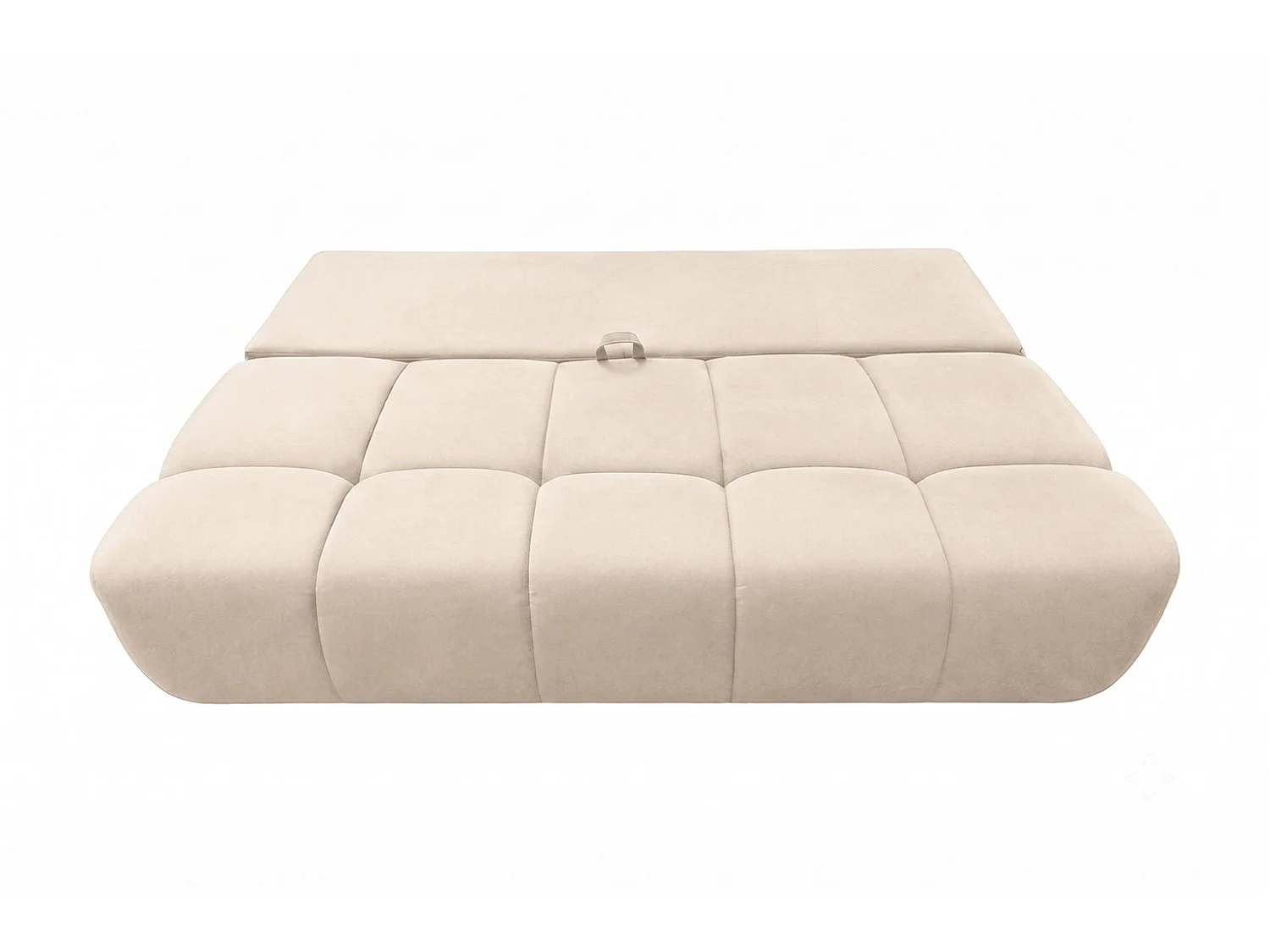 Canapé convertible avec coffre de rangement, tissu velours Bluvel, Crème, COCO