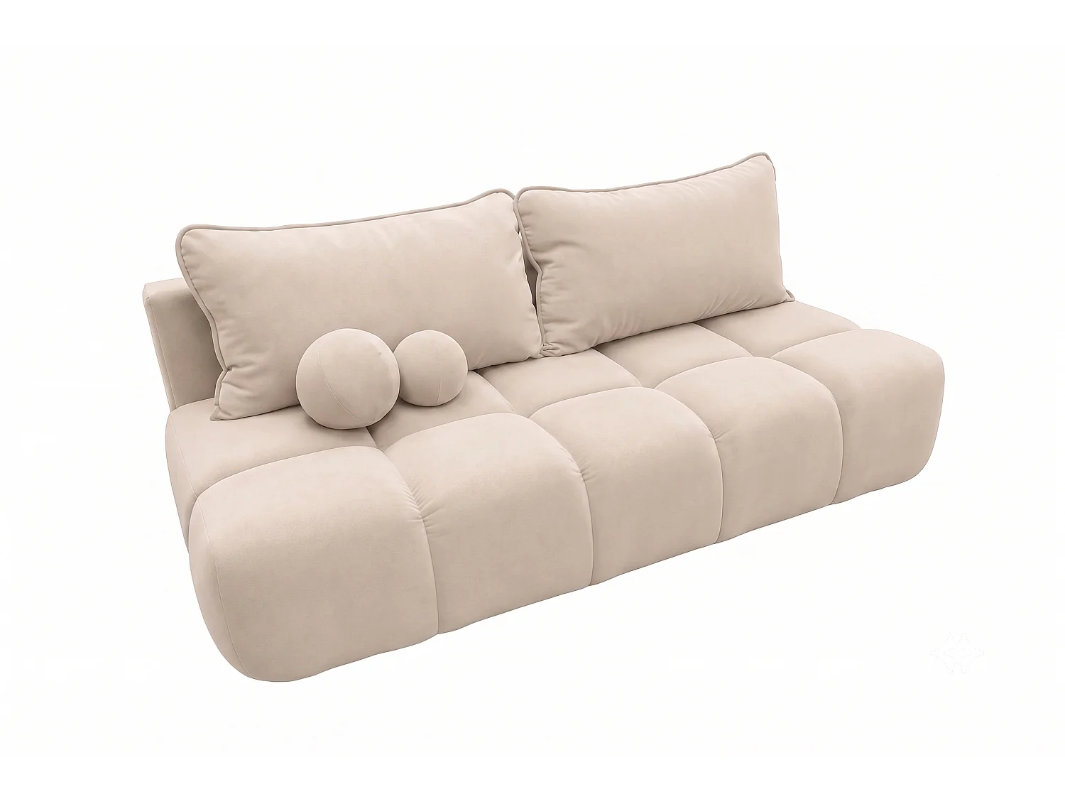 Canapé convertible avec coffre de rangement, tissu velours Bluvel, Crème, COCO
