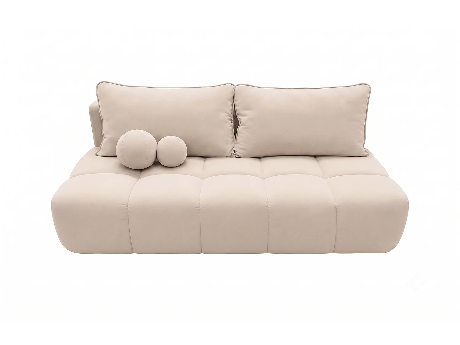 Canapé convertible avec coffre de rangement, tissu velours Bluvel, Crème, COCO