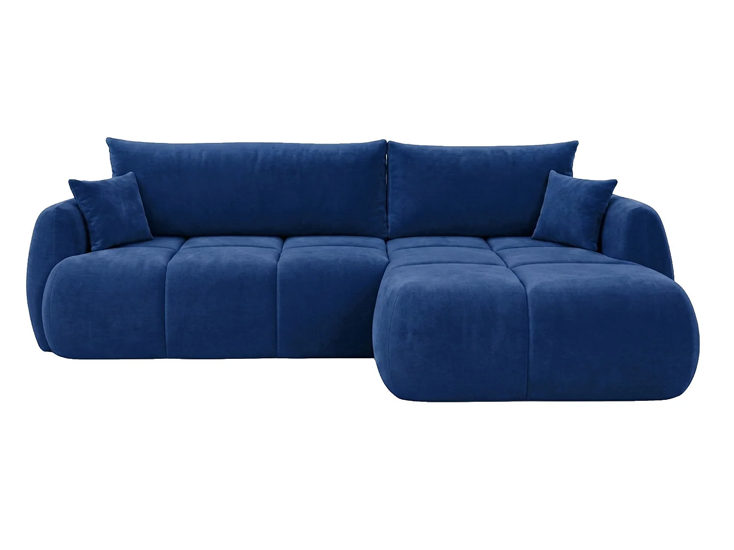 Ecksofa mit Schlaffunktion und Bettkasten, Veloursstoff Bluvel, Tintenblau, Rechts, COCO