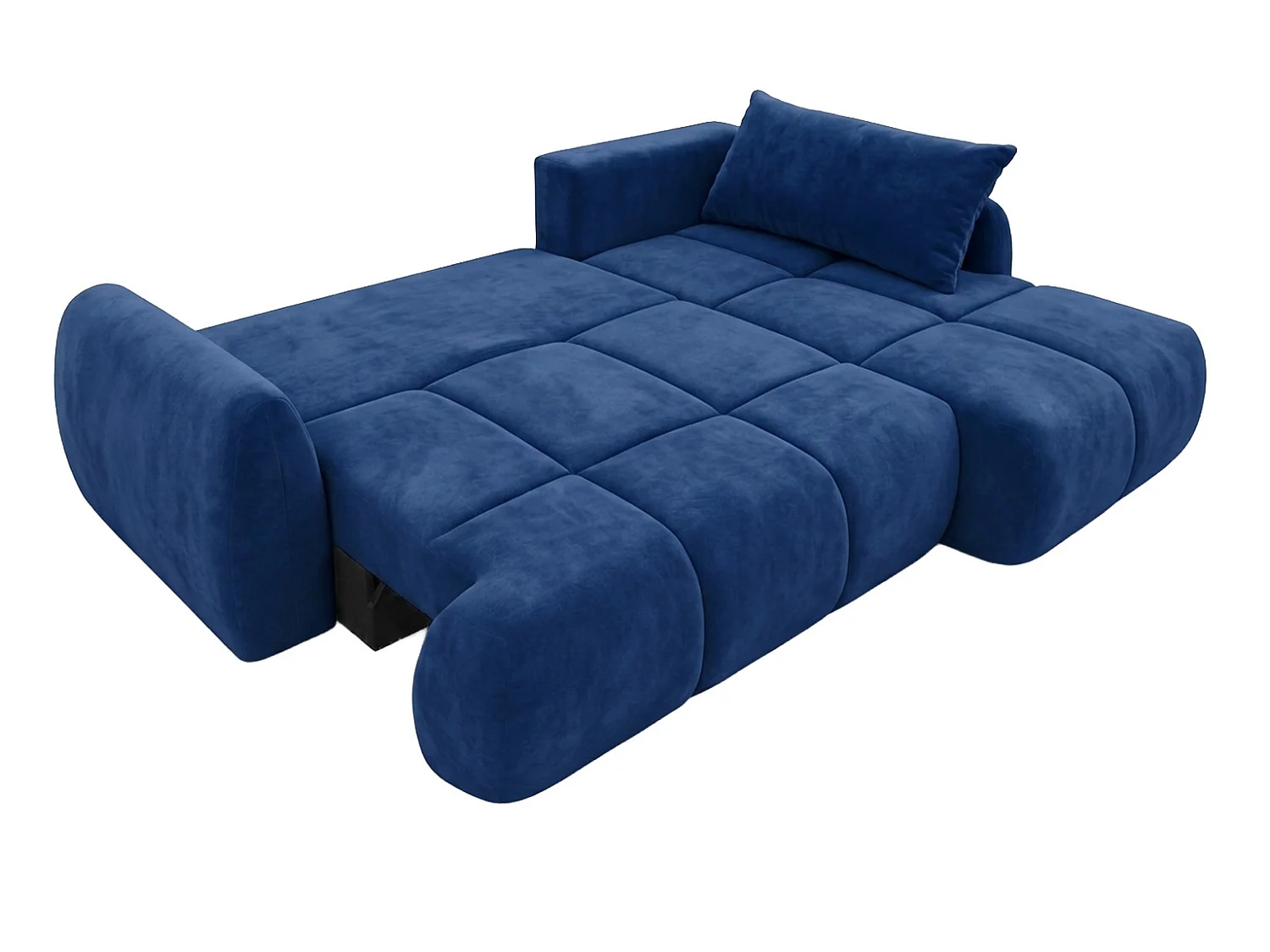 Ecksofa mit Schlaffunktion und Bettkasten, Veloursstoff Bluvel, Tintenblau, Rechts, COCO