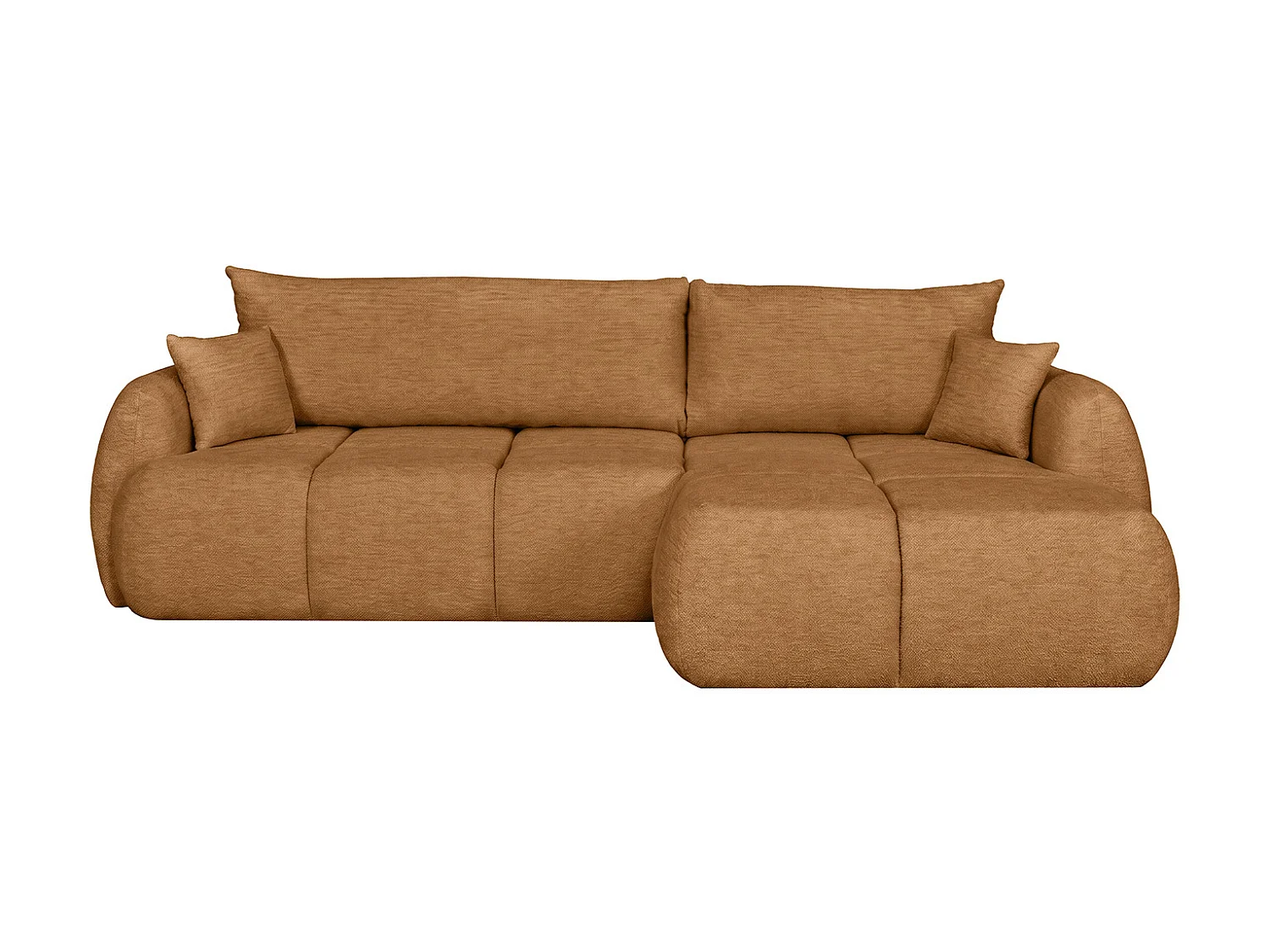 Canapé d’angle avec fonction couchage et coffre de rangement, tissu structuré Verita, Cuivré, Droite, COCO