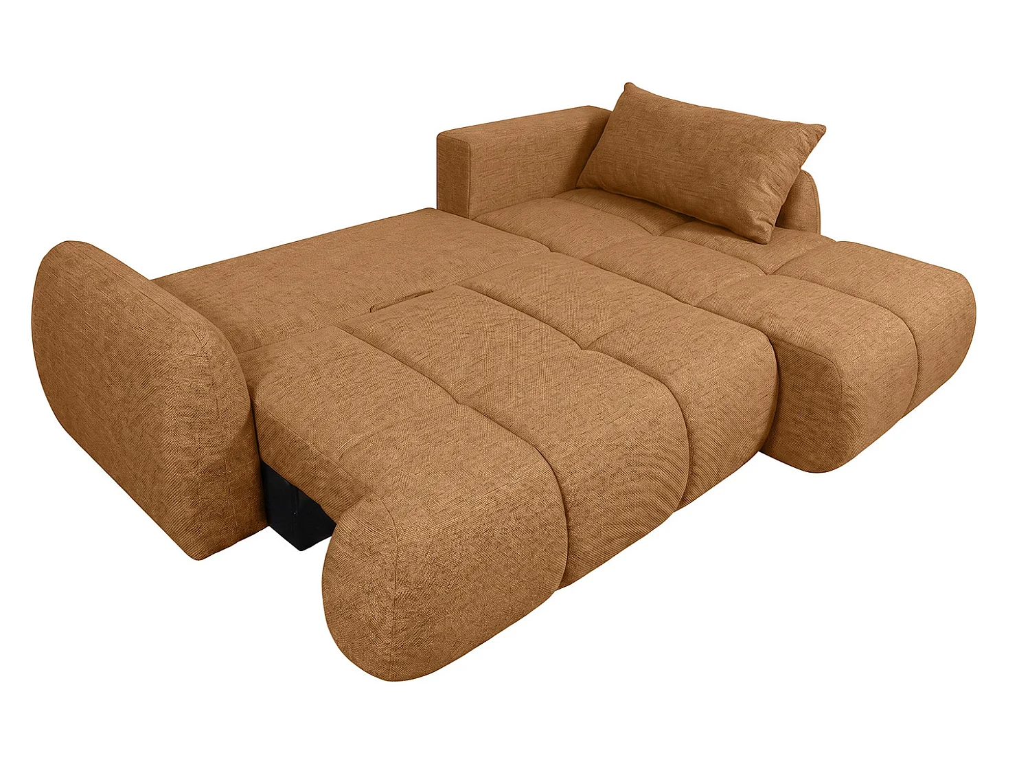 Canapé d’angle avec fonction couchage et coffre de rangement, tissu structuré Verita, Cuivré, Droite, COCO