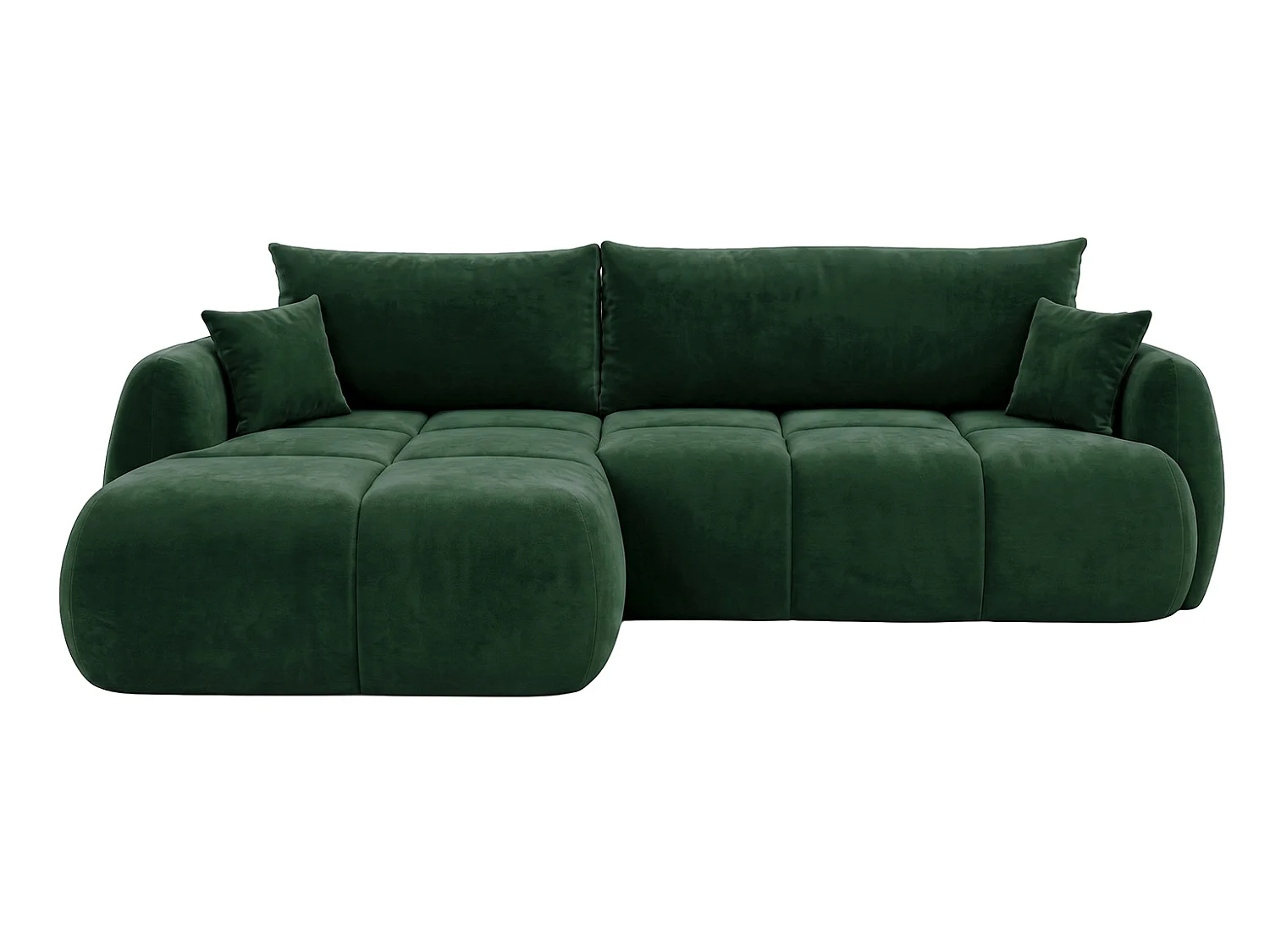 Ecksofa mit Schlaffunktion und Bettkasten, Veloursstoff Bluvel, Grün, Links, COCO