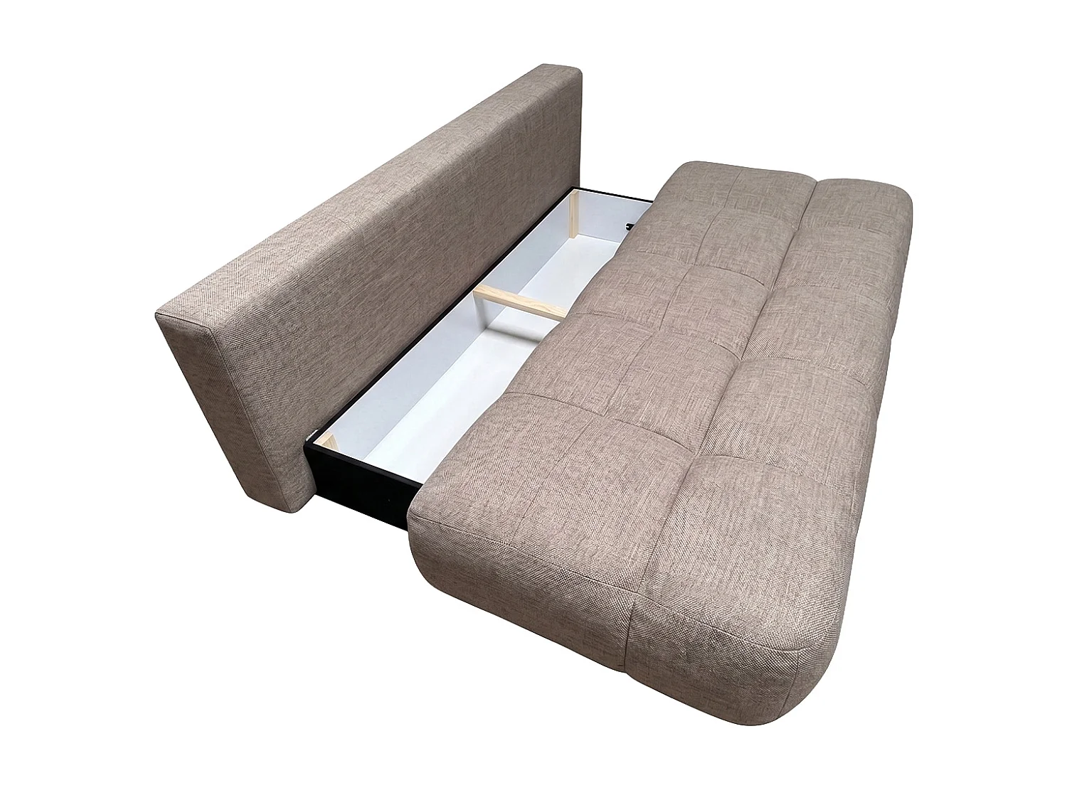 Canapé convertible avec coffre de rangement, tissu structuré Verita, Beige chaud, COCO