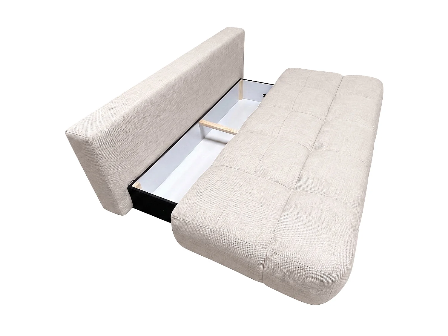 Bank met slaapfunctie en opbergruimte, structuurstof Verita, Beige, COCO