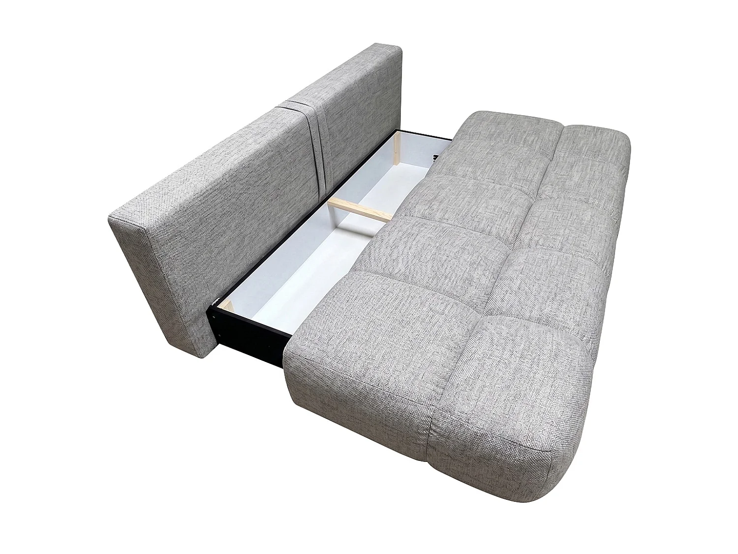 Canapé convertible avec coffre de rangement, tissu structuré Verita, Gris, COCO