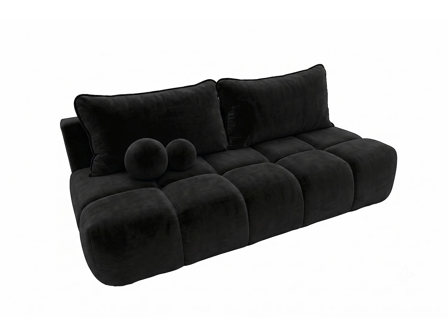 Canapé convertible avec coffre de rangement, tissu velours Bluvel, Noir, COCO