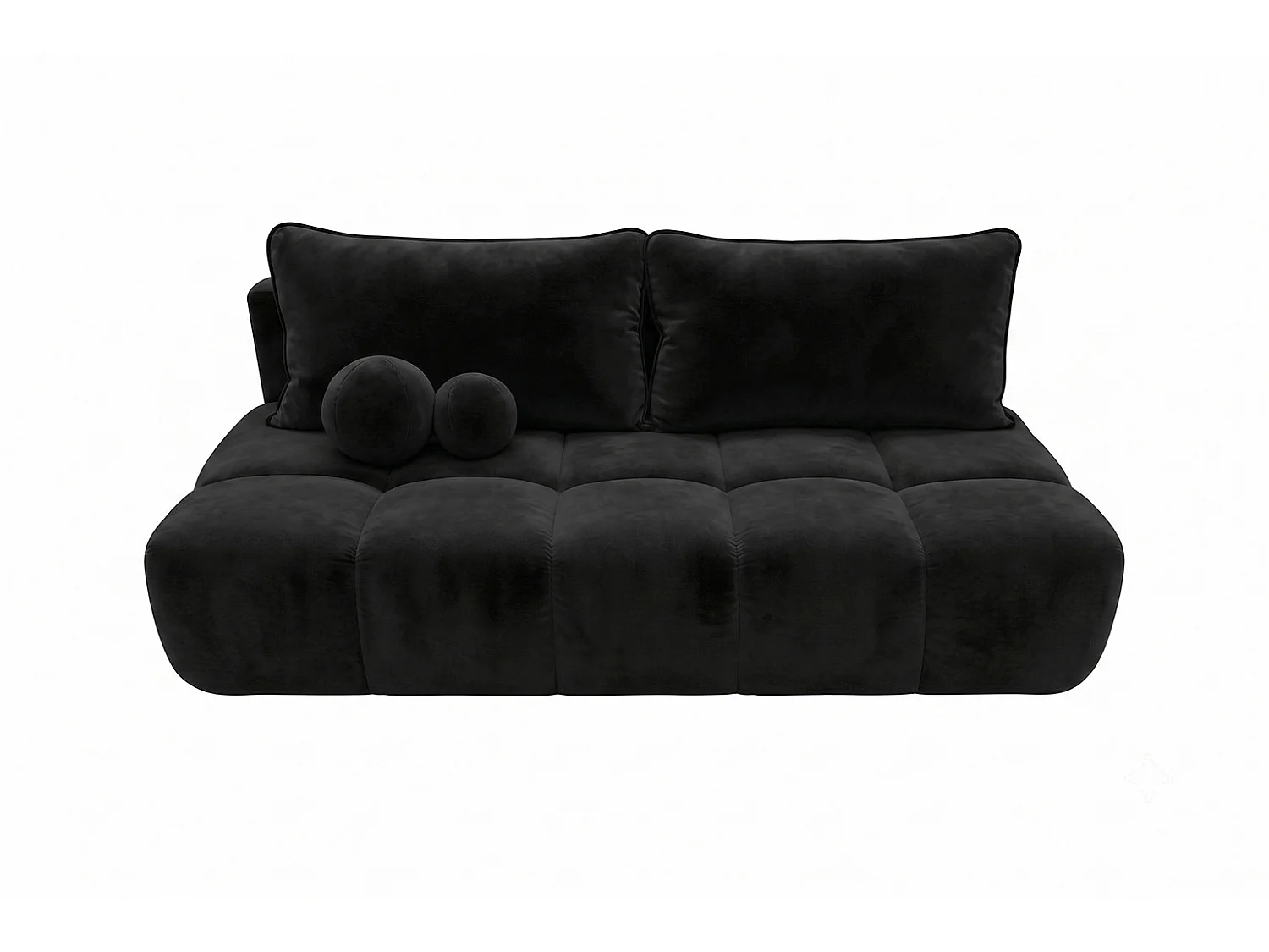 Canapé convertible avec coffre de rangement, tissu velours Bluvel, Noir, COCO