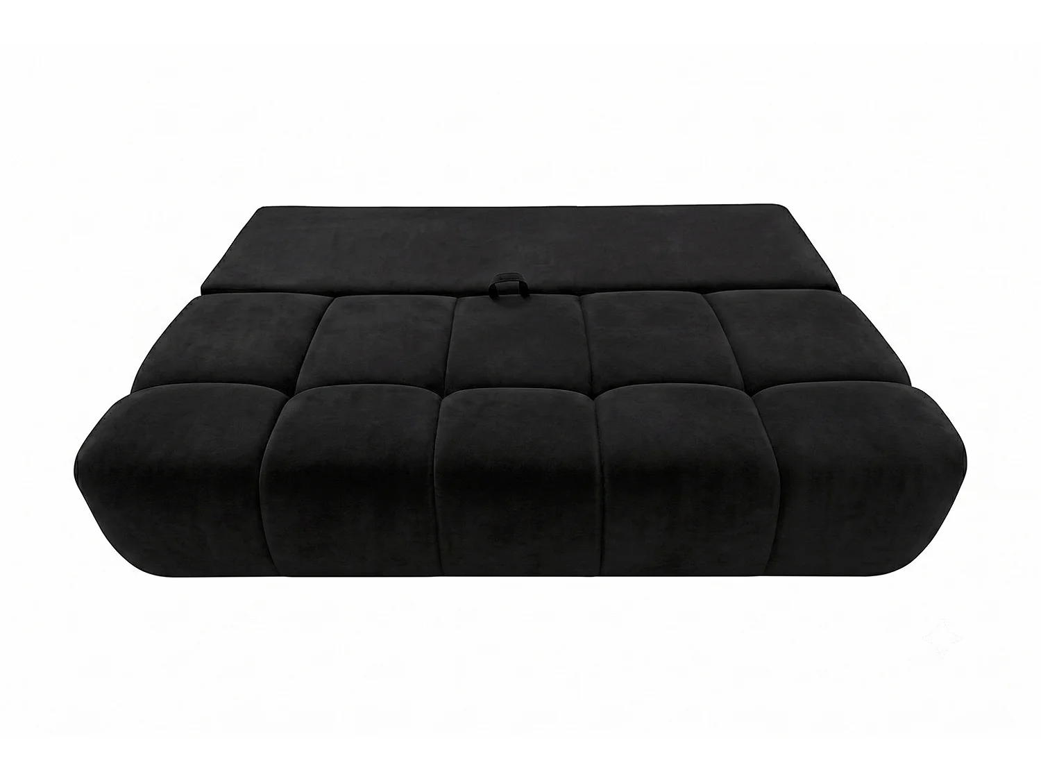 Canapé convertible avec coffre de rangement, tissu velours Bluvel, Noir, COCO