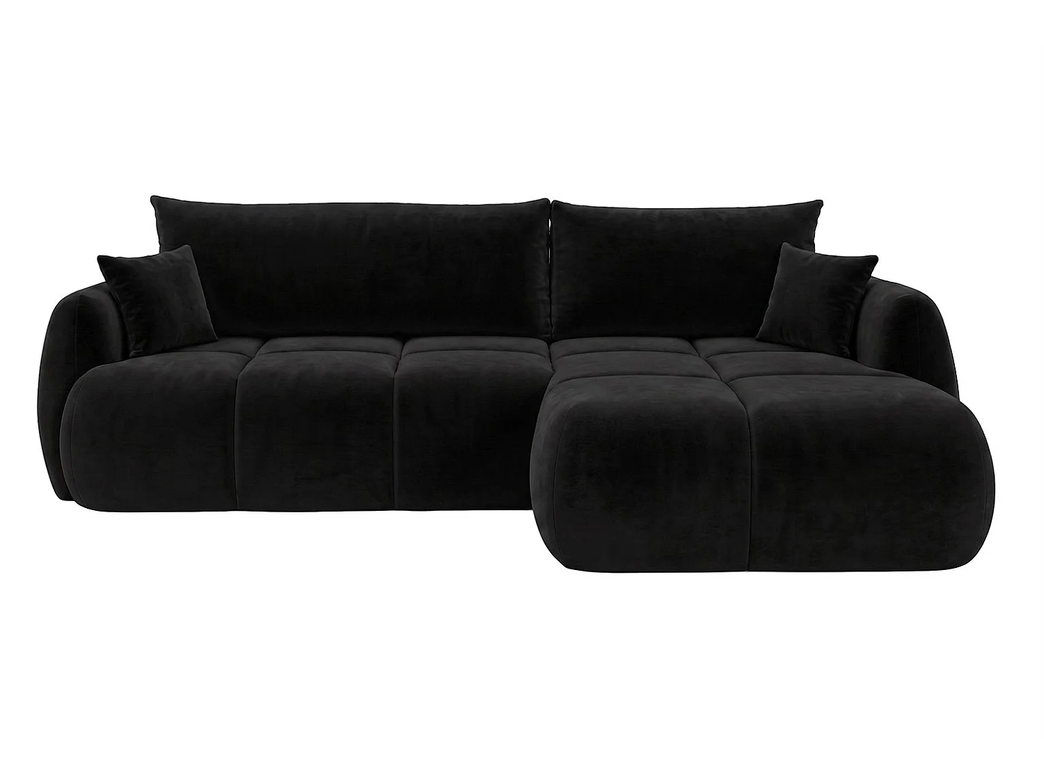 Ecksofa mit Schlaffunktion und Bettkasten, Veloursstoff Bluvel, Schwarz, Rechts, COCO