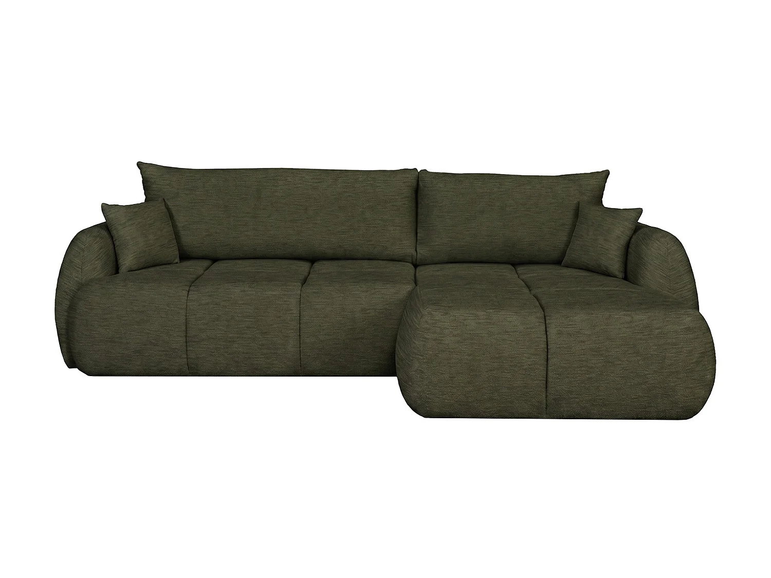Canapé d’angle avec fonction couchage et coffre de rangement, tissu structuré Verita, Olive, Droite, COCO
