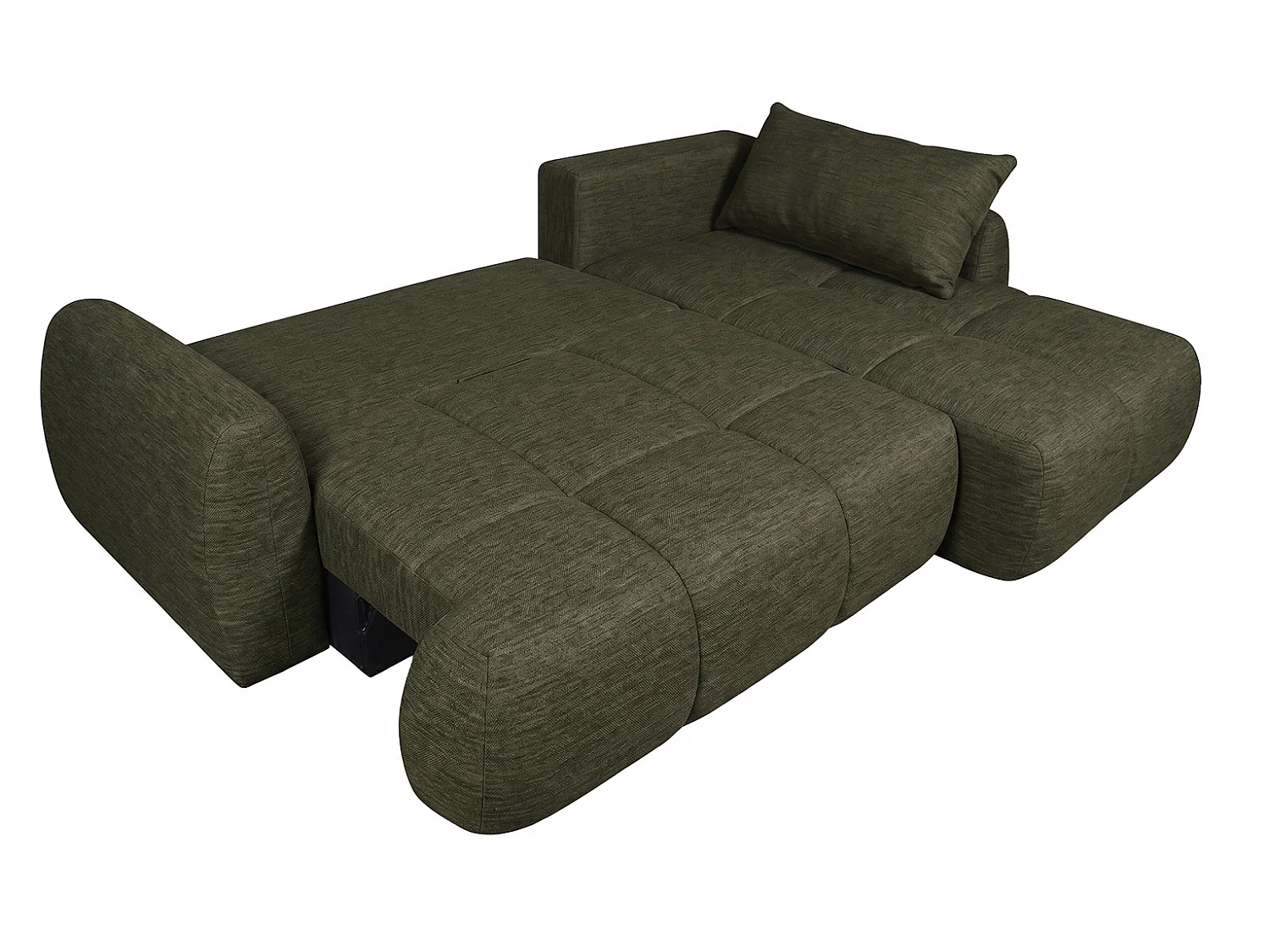 Canapé d’angle avec fonction couchage et coffre de rangement, tissu structuré Verita, Olive, Droite, COCO