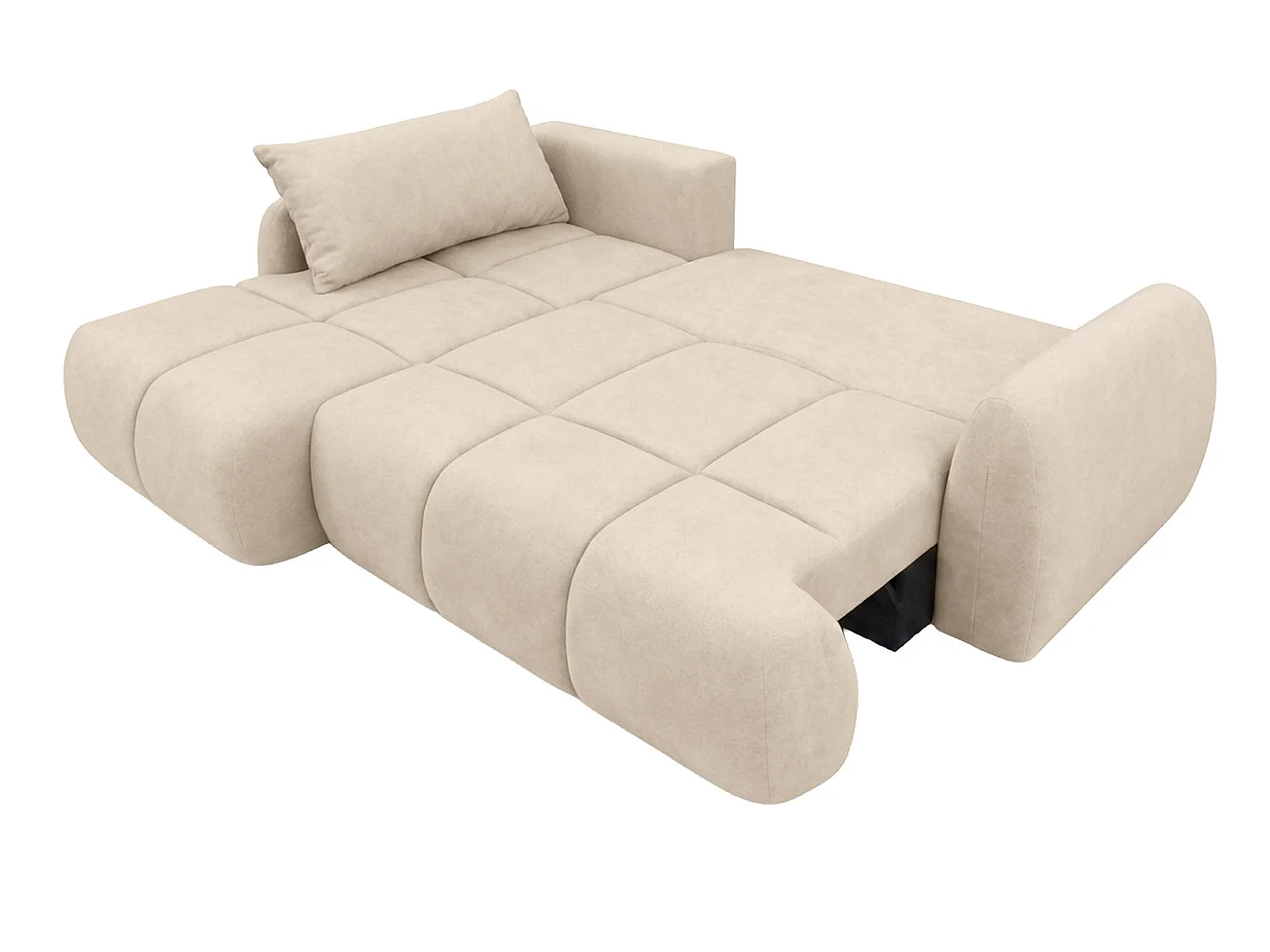 Ecksofa mit Schlaffunktion und Bettkasten, Veloursstoff Bluvel, Creme, Links, COCO