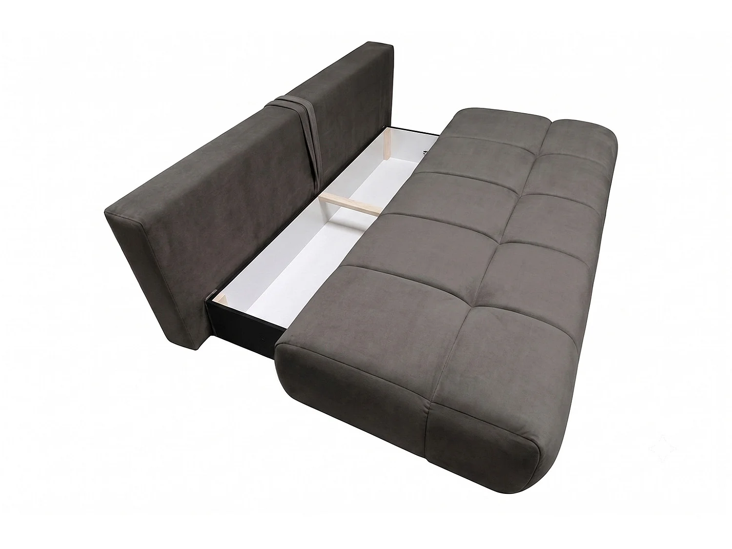 Canapé convertible avec coffre de rangement, tissu velours Bluvel, Gris cendré, COCO