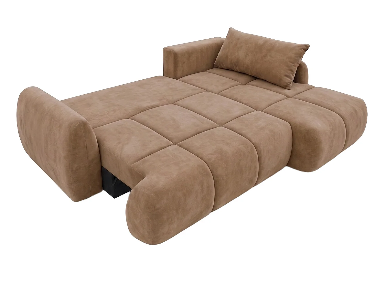 Ecksofa mit Schlaffunktion und Bettkasten, Veloursstoff Bluvel, Latte, Rechts, COCO