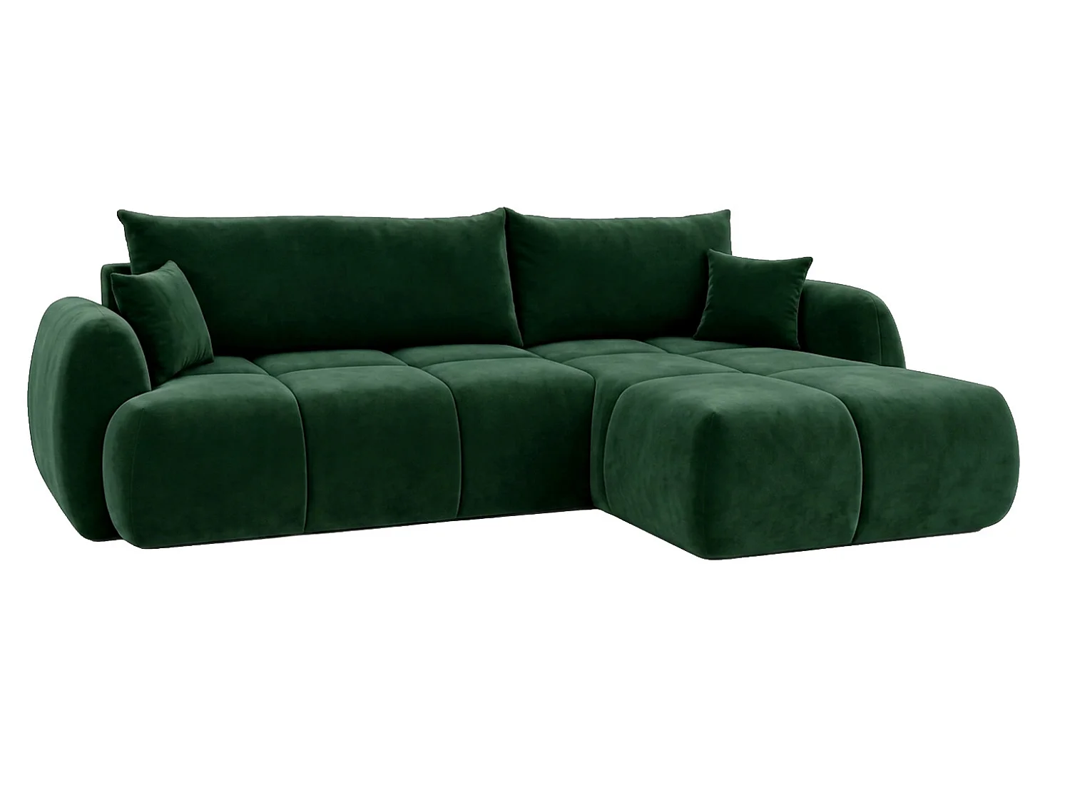 Ecksofa mit Schlaffunktion und Bettkasten, Veloursstoff Bluvel, Grün, Rechts, COCO