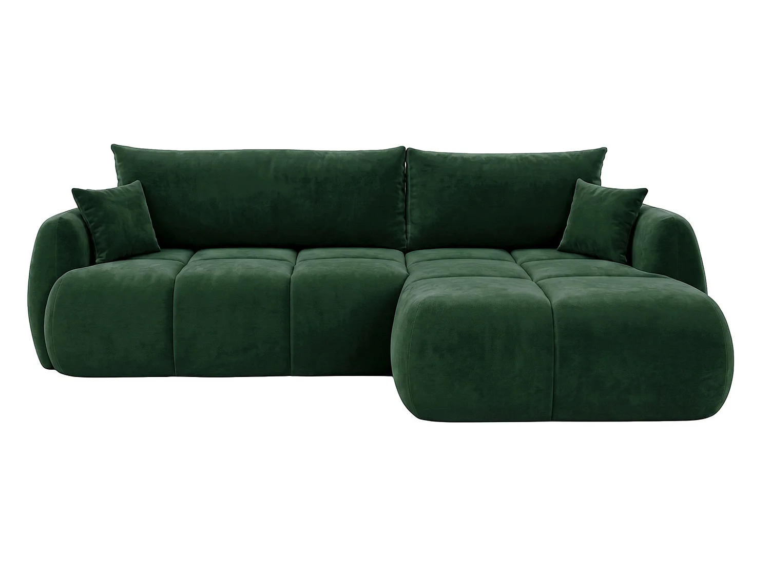 Ecksofa mit Schlaffunktion und Bettkasten, Veloursstoff Bluvel, Grün, Rechts, COCO