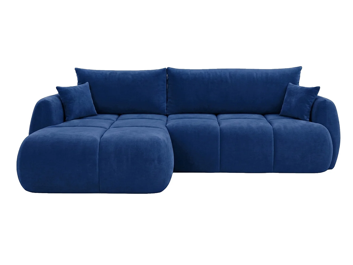 Ecksofa mit Schlaffunktion und Bettkasten, Veloursstoff Bluvel, Tintenblau, Links, COCO
