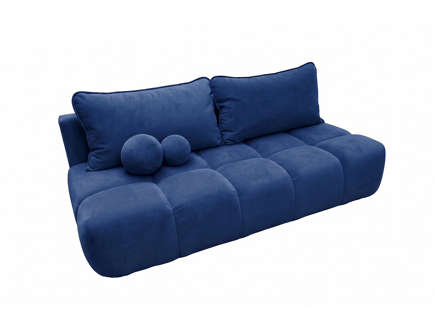 Canapé convertible avec coffre de rangement, tissu velours Bluvel, Bleu encre, COCO