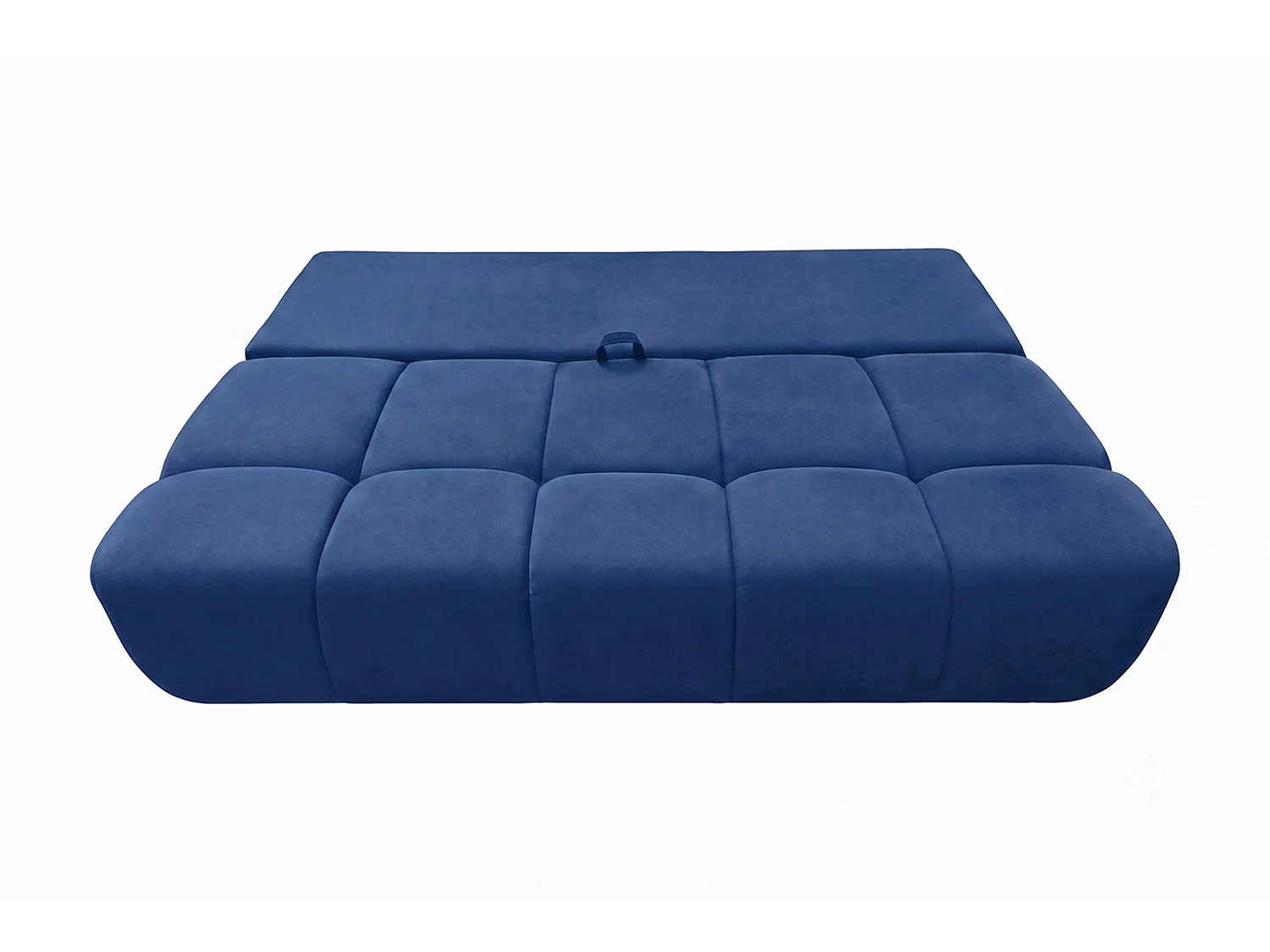 Canapé convertible avec coffre de rangement, tissu velours Bluvel, Bleu encre, COCO