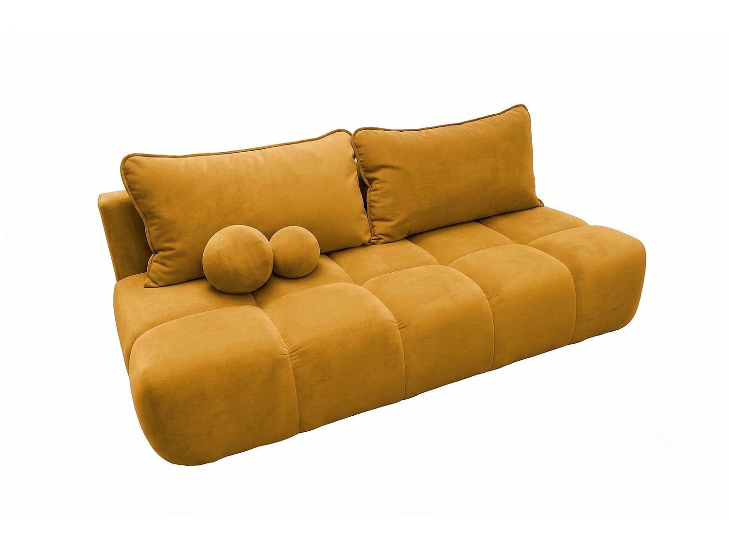 Sofa mit Schlaffunktion und Bettkasten, Veloursstoff Bluvel, Golden, COCO