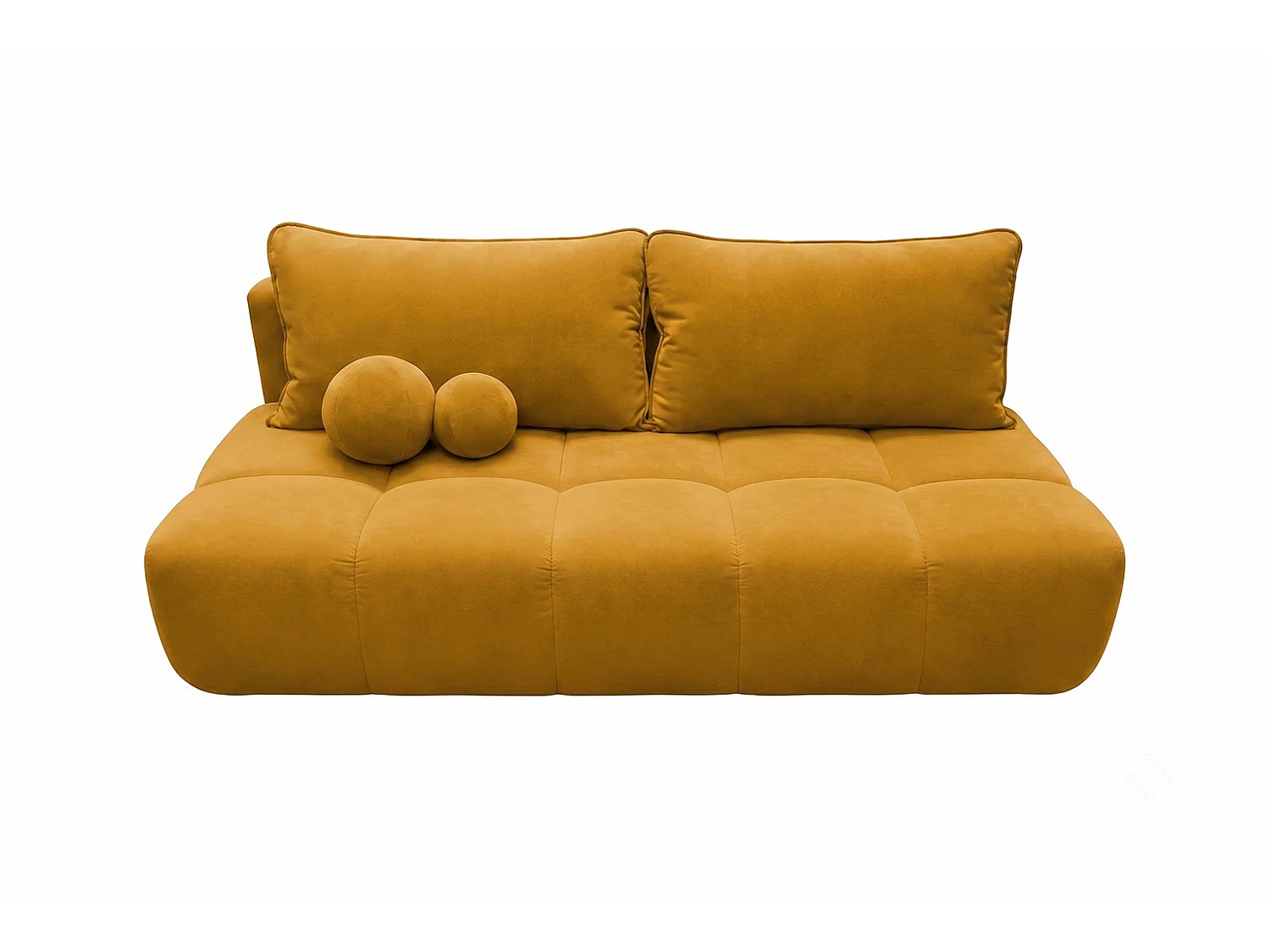 Sofa mit Schlaffunktion und Bettkasten, Veloursstoff Bluvel, Golden, COCO