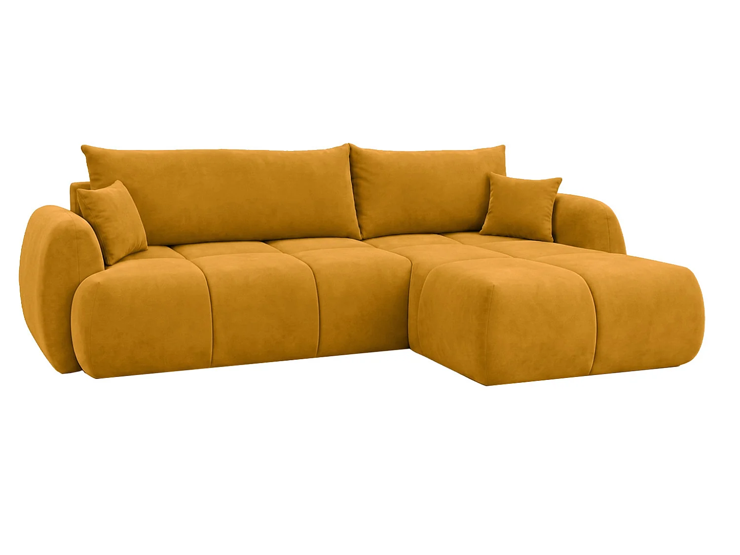 Ecksofa mit Schlaffunktion und Bettkasten, Veloursstoff Bluvel, Golden, Rechts, COCO