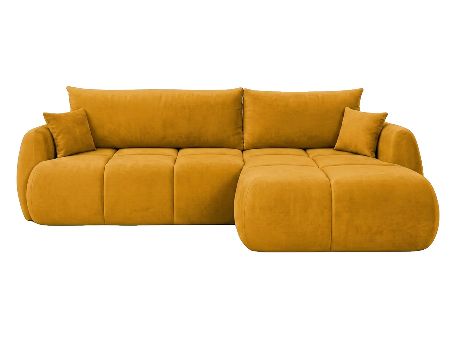 Ecksofa mit Schlaffunktion und Bettkasten, Veloursstoff Bluvel, Golden, Rechts, COCO