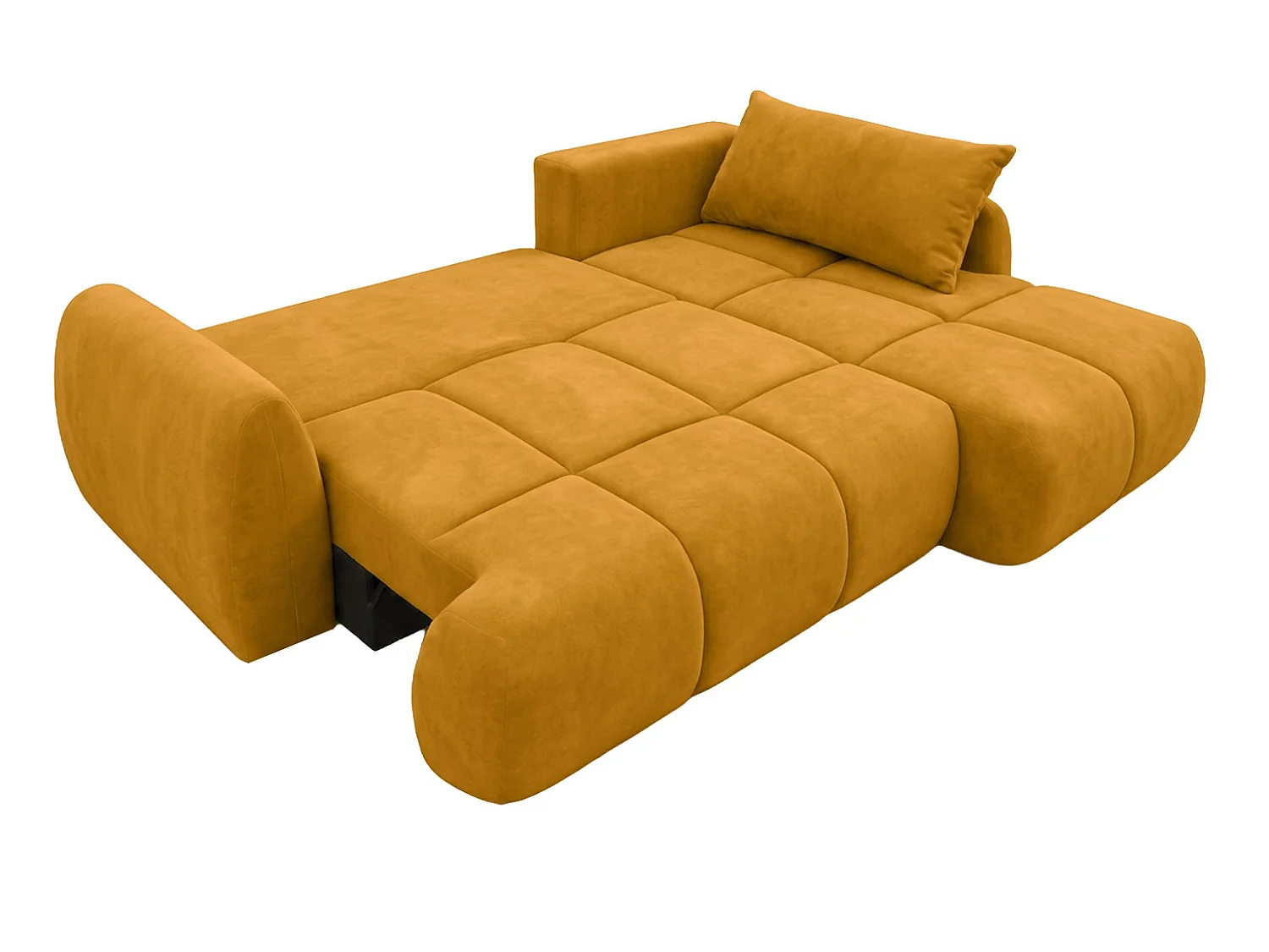 Ecksofa mit Schlaffunktion und Bettkasten, Veloursstoff Bluvel, Golden, Rechts, COCO