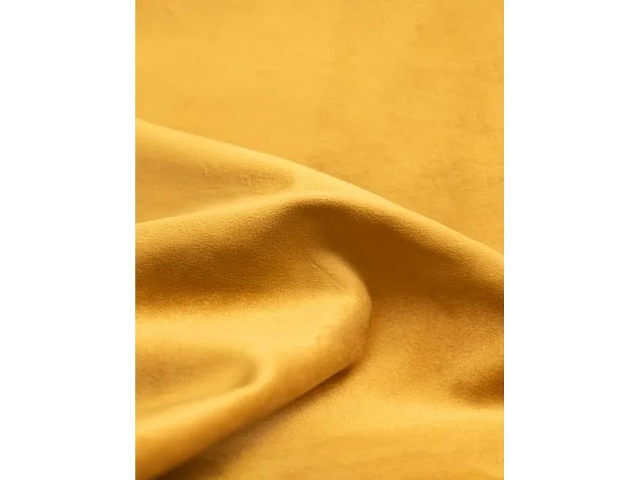 Ecksofa mit Schlaffunktion und Bettkasten, Veloursstoff Bluvel, Golden, Rechts, COCO