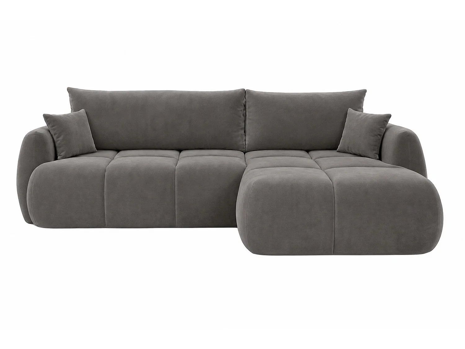 Ecksofa mit Schlaffunktion und Bettkasten, Veloursstoff Bluvel, Aschgrau, Rechts, COCO