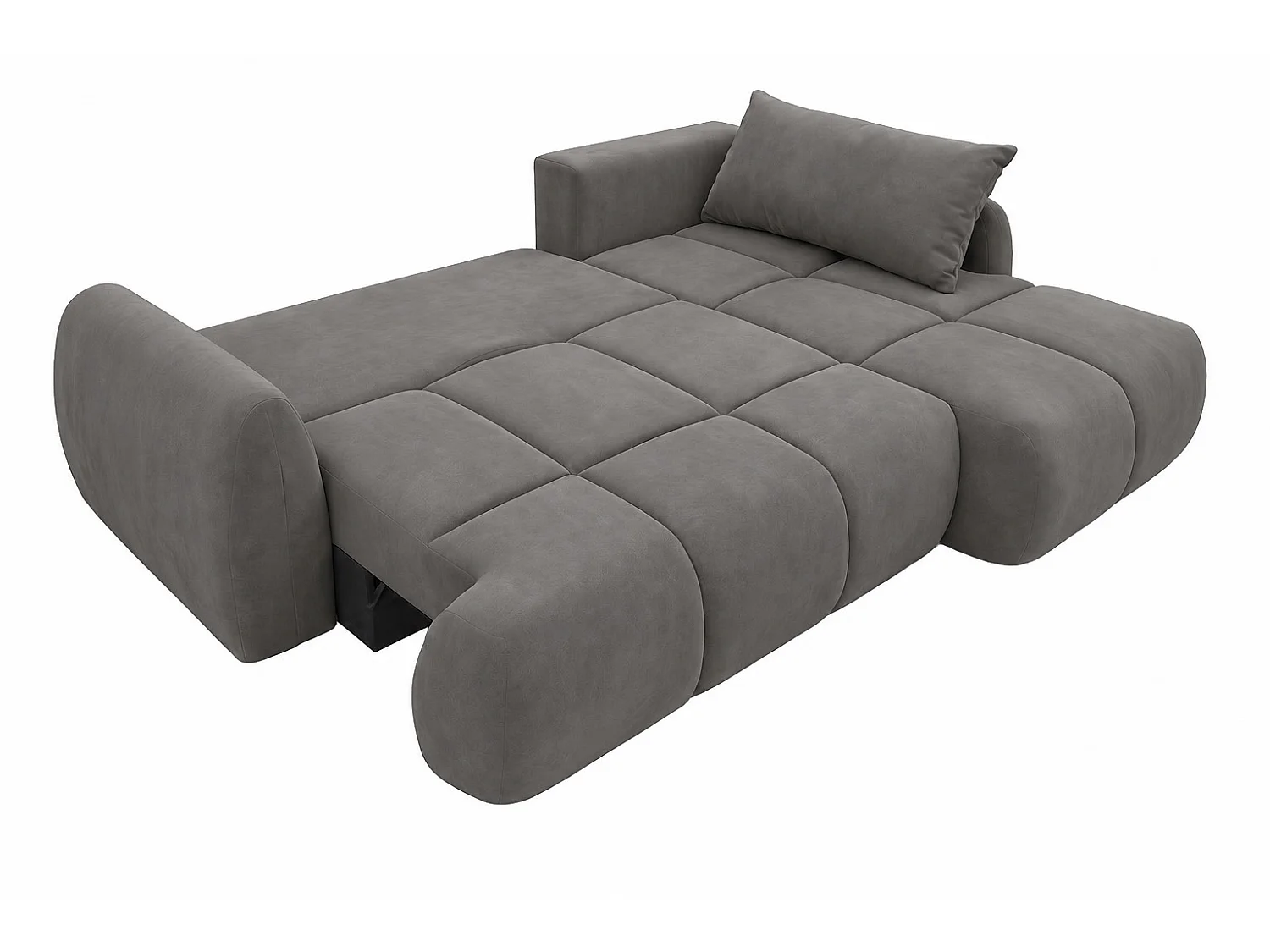 Ecksofa mit Schlaffunktion und Bettkasten, Veloursstoff Bluvel, Aschgrau, Rechts, COCO