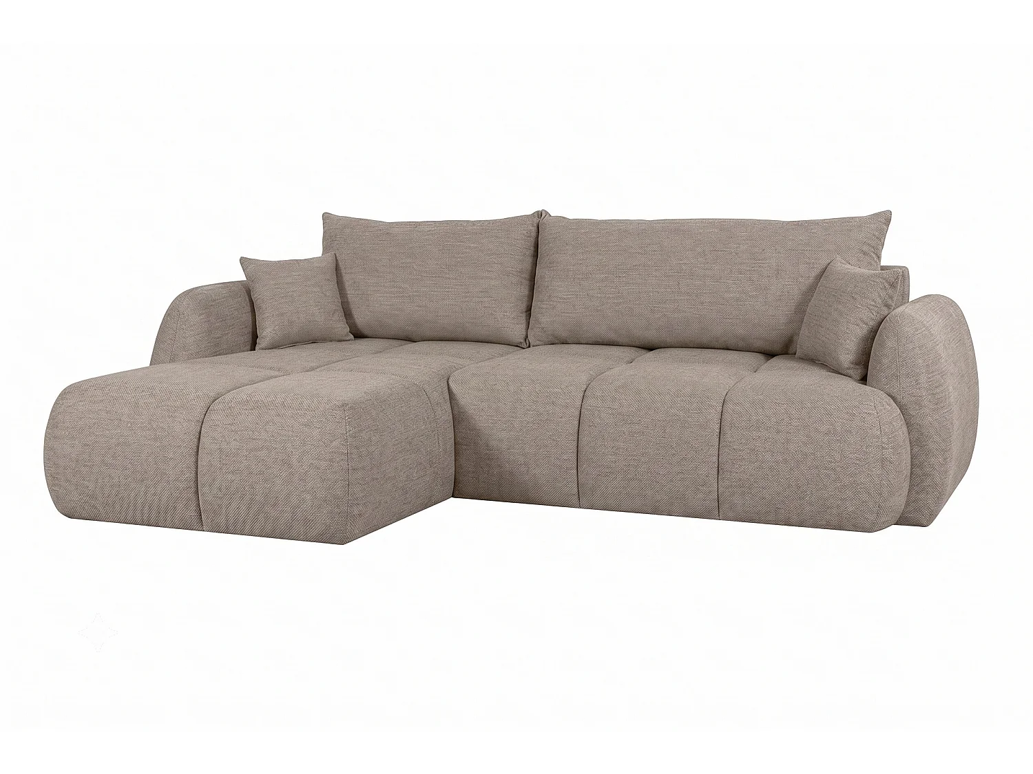 Ecksofa mit Schlaffunktion und Bettkasten, Strukturstoff Verita, Warmbeige, Links, COCO