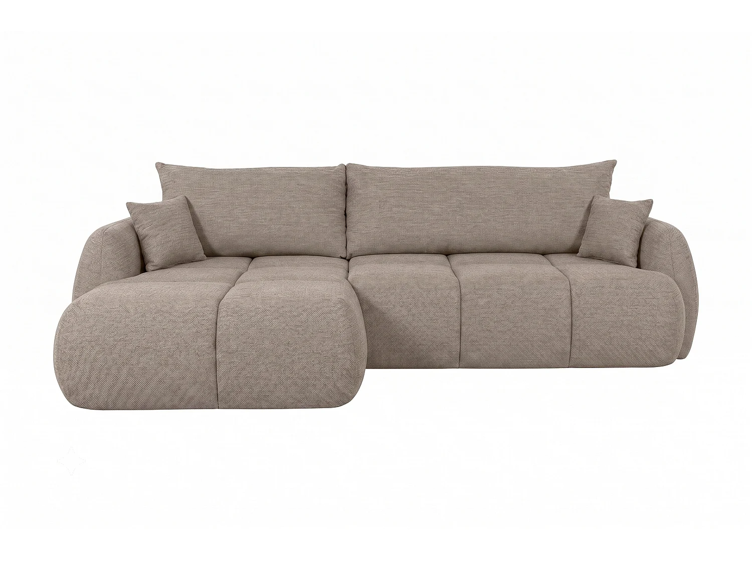 Ecksofa mit Schlaffunktion und Bettkasten, Strukturstoff Verita, Warmbeige, Links, COCO