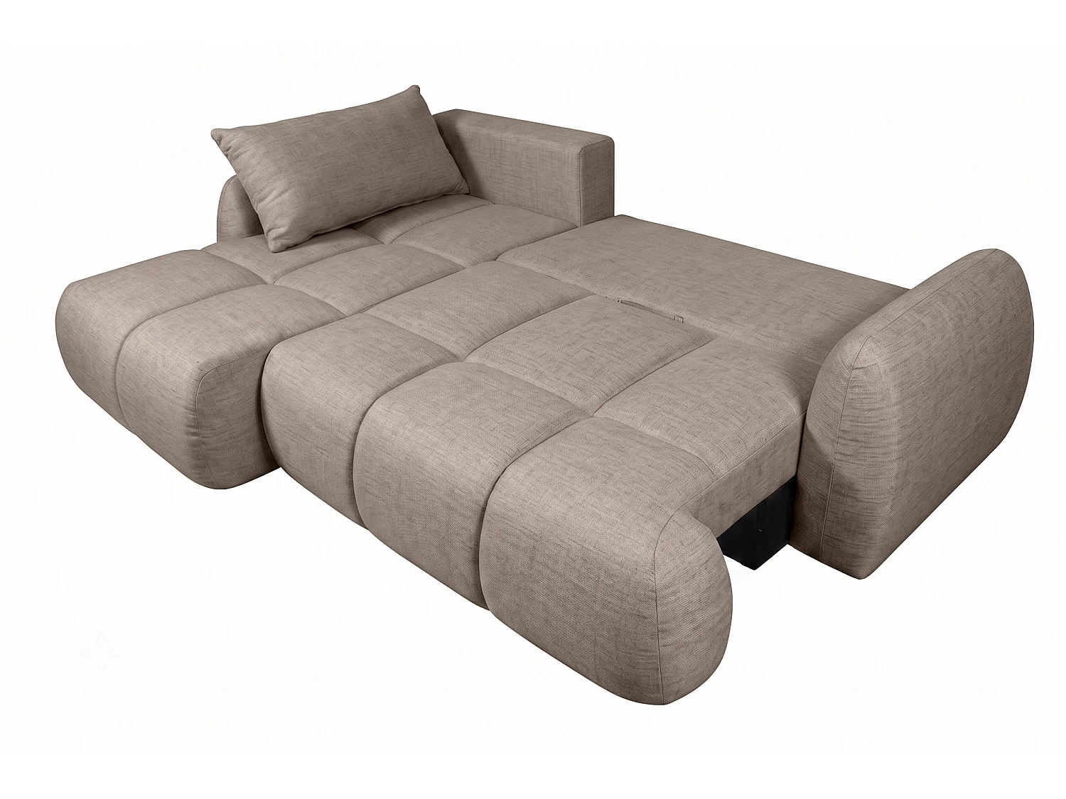 Ecksofa mit Schlaffunktion und Bettkasten, Strukturstoff Verita, Warmbeige, Links, COCO