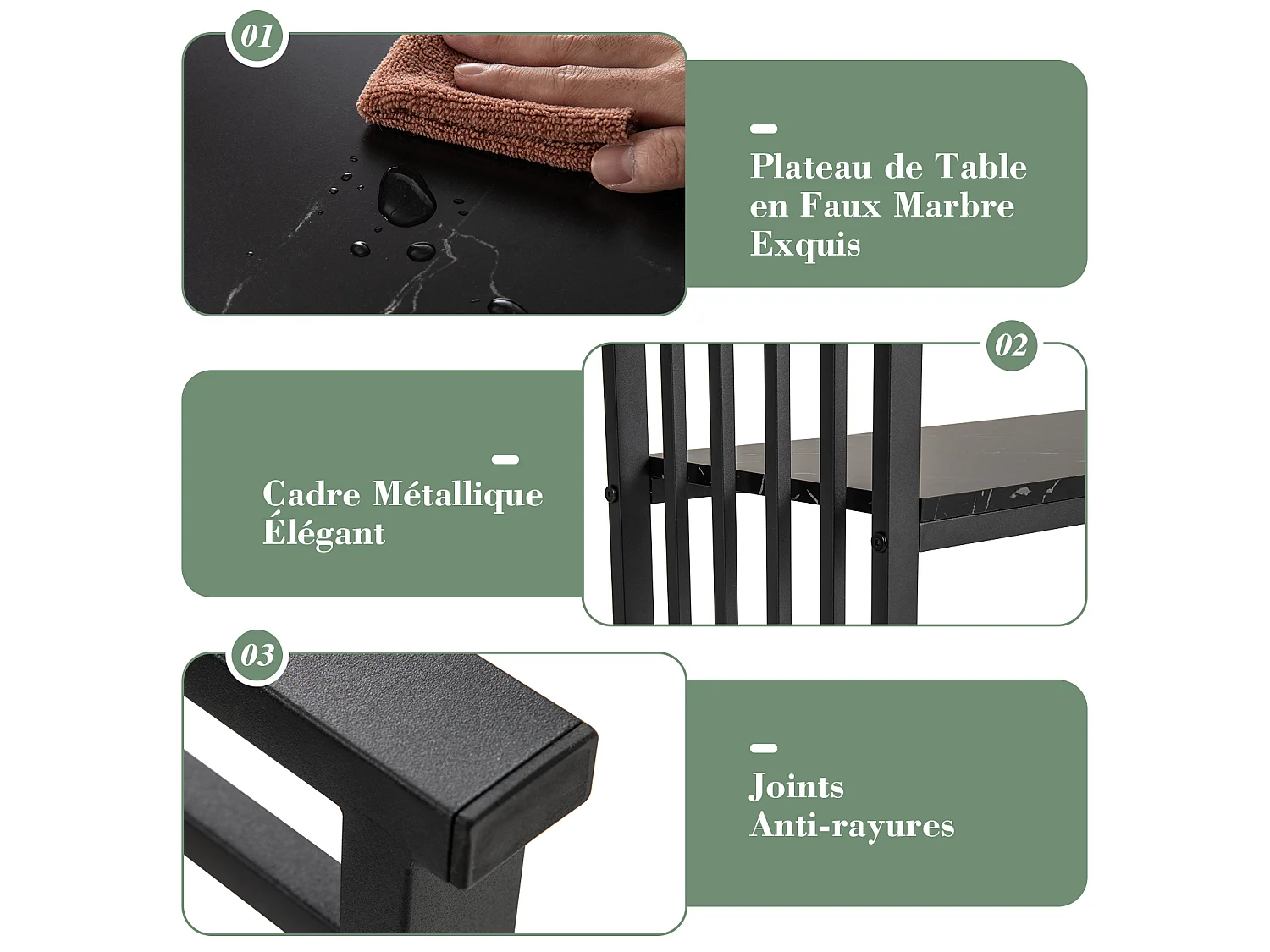 Table console 2 niveaux effet marbre, scandinave, entrée, noir