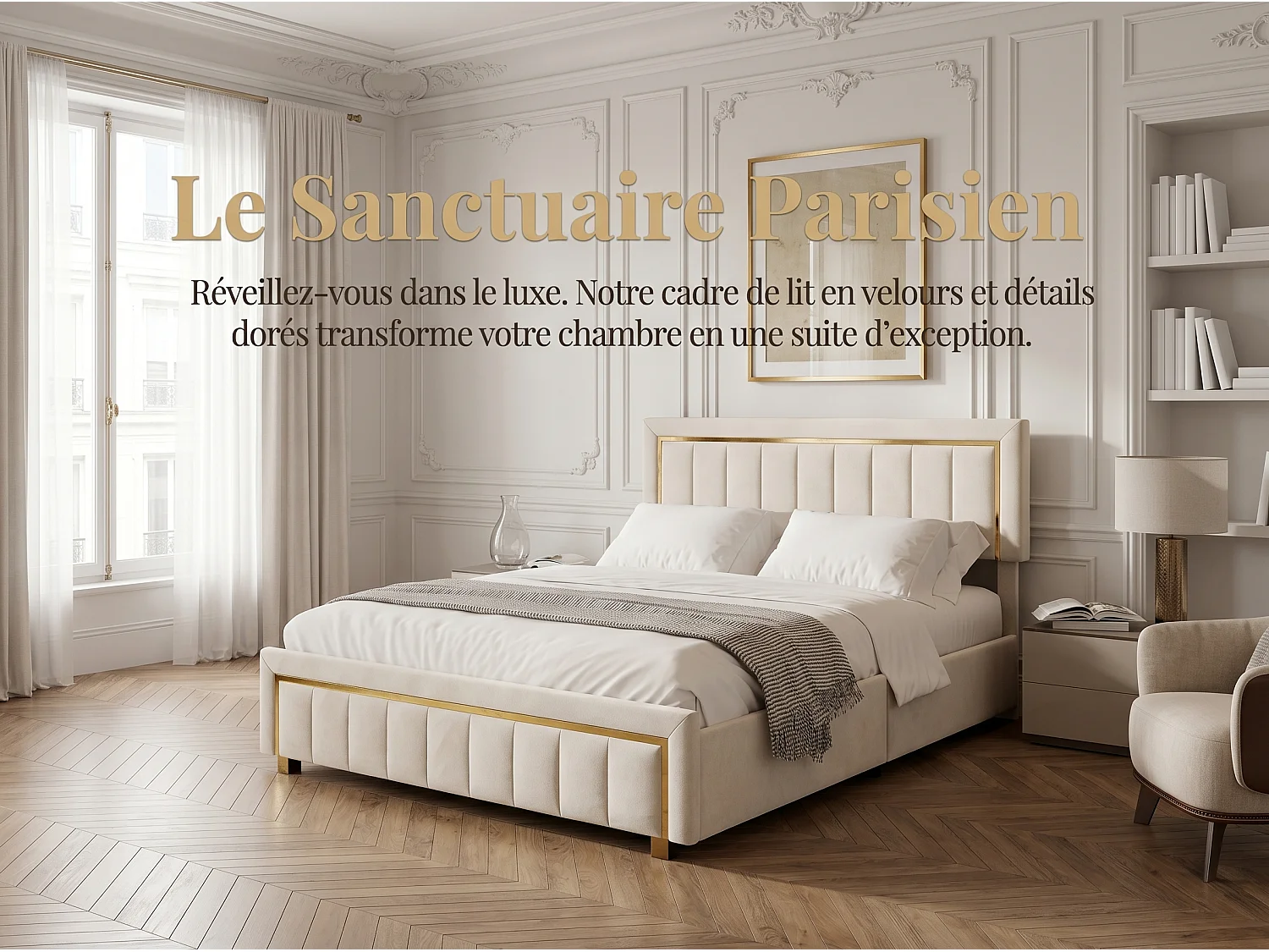 Lit coffre 160x200 cm beige avec rangement hydraulique, lit double rembourré, tête de lit élégante, sommier à lattes inclus