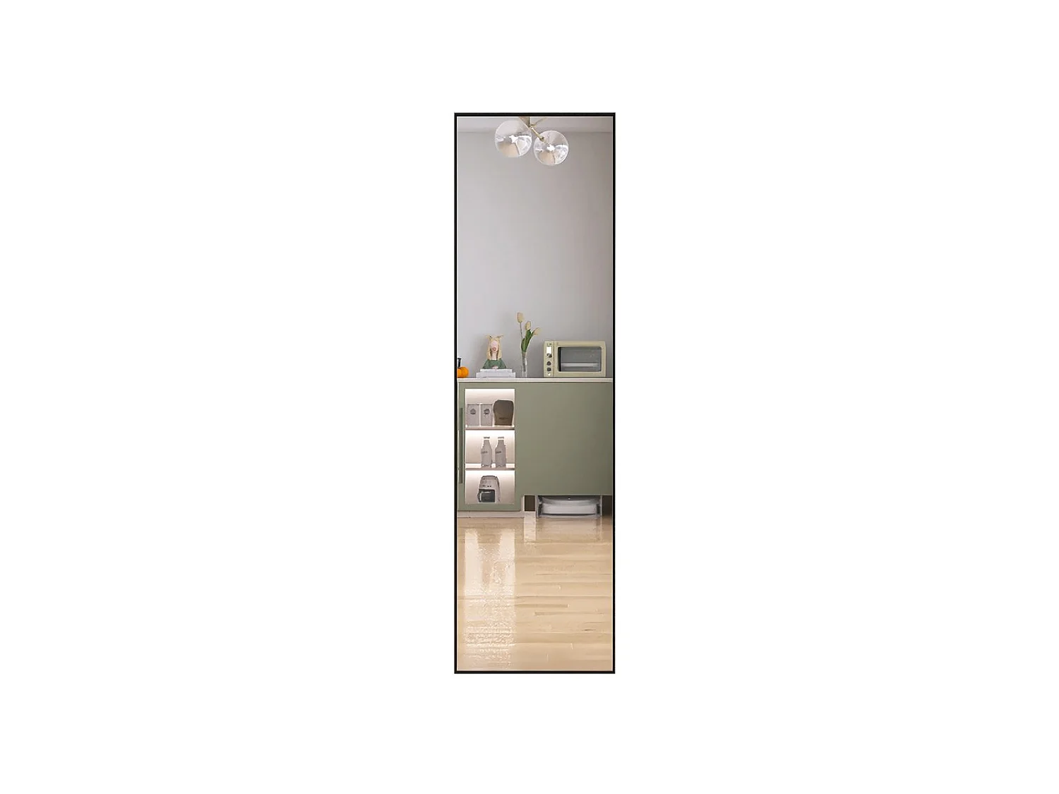 Miroir sur pied 140 x 40 cm - cadre fin en métal - grand miroir plein pied - noir