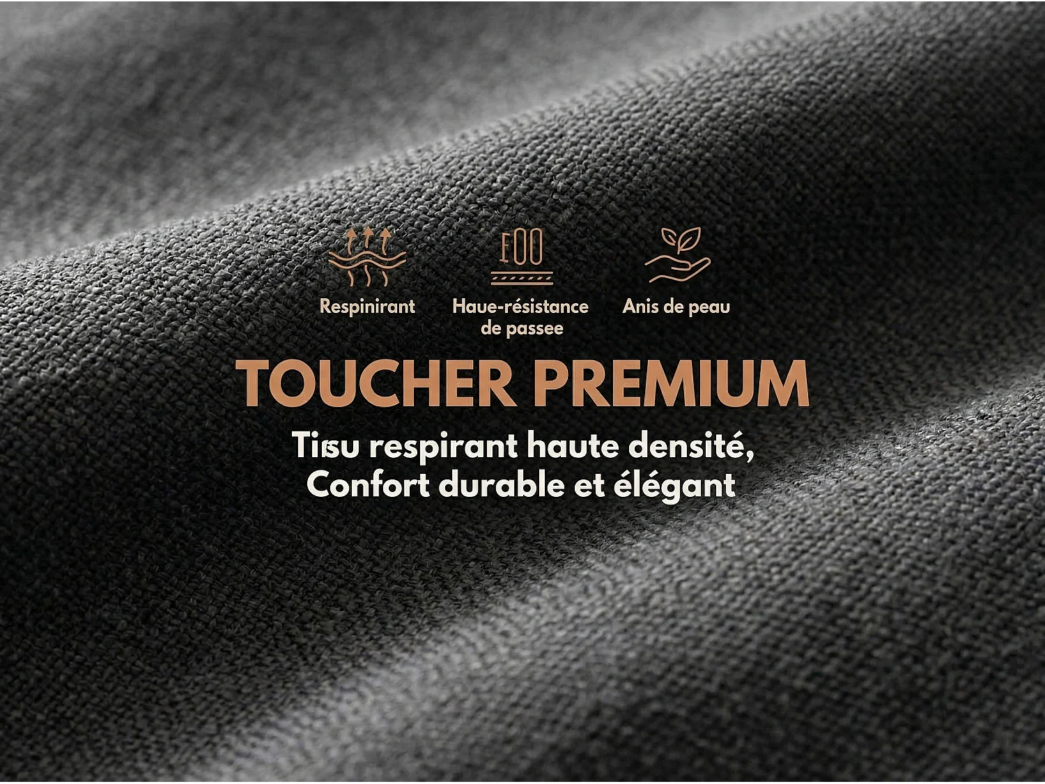 Lit coffre 160x200 cm en lin gris avec rangements, lit double avec tiroirs, tête de lit avec étagère LED intégrée, sommier inclus