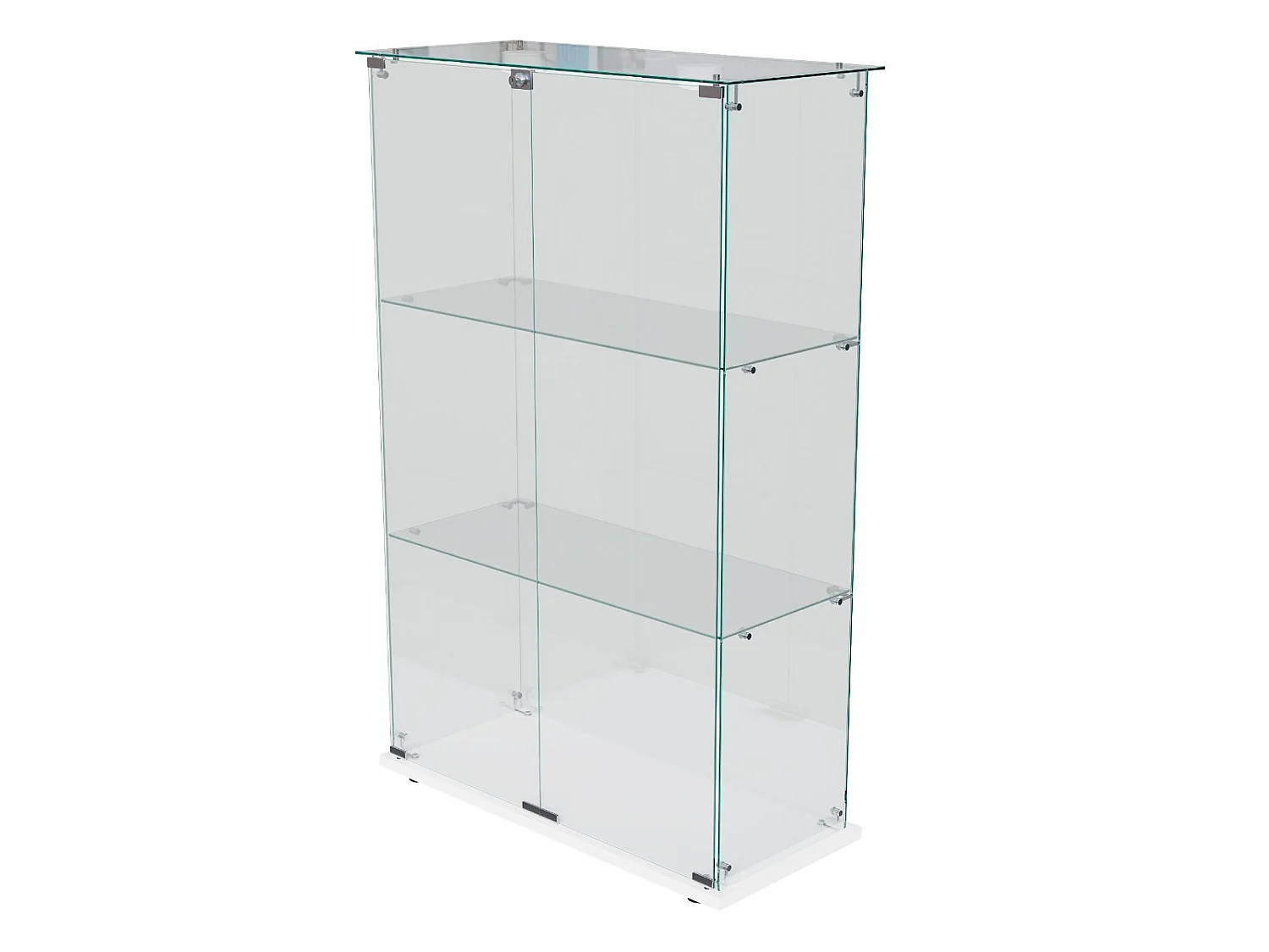 Vitrine en Verre avec LED, Armoir de Vitrine pour Collection Moderne avec 2 Portes et 3 étagères en Verre ESG, pour Le Bar, Le Salon, 79 x 35 x 124 cm, Blanc