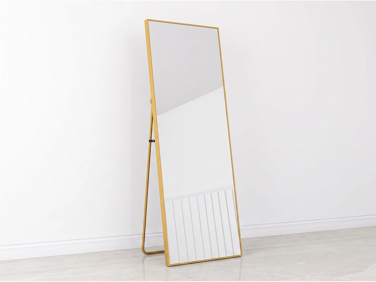 Miroir sur Pied 162x53 cm avec Cadre Aluminium Doré, Grand Miroir Plein Pied Design pour Chambre Dressing